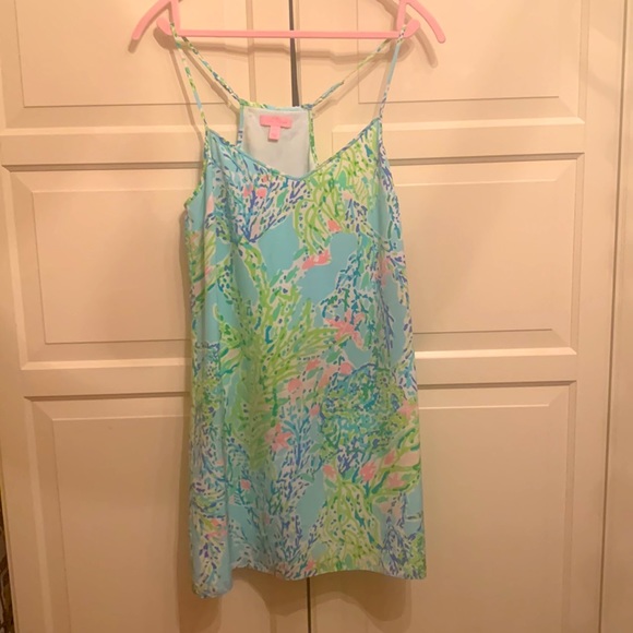 LILLY PULITZER dusk strappy silk slip dress blue - Picture 4 of 4